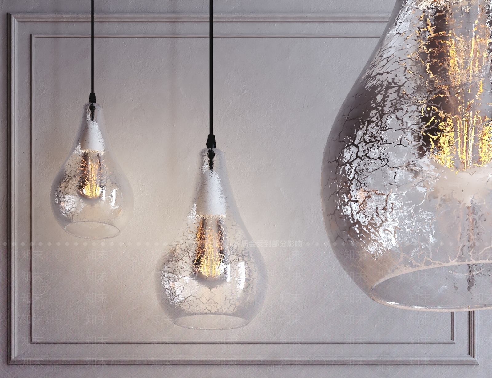 现代玻璃灯泡吊灯3D模型下载【ID:563372817】