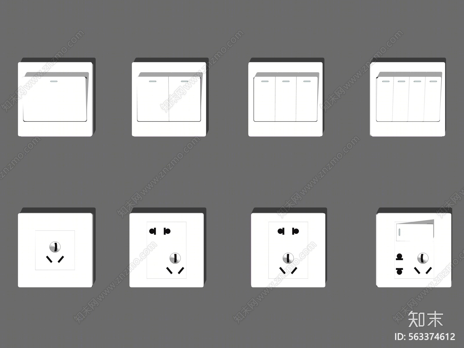 现代风格插座SU模型下载【ID:563374612】