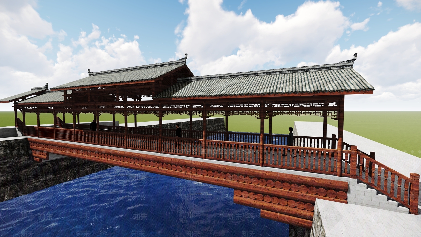 中式风格古建筑SU模型下载【ID:863396655】