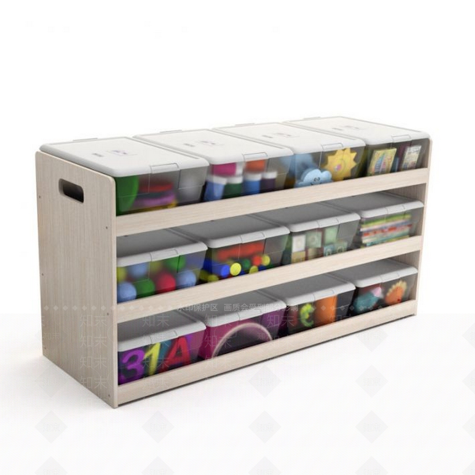 现代儿童玩具收纳柜3D模型下载【ID:963397775】