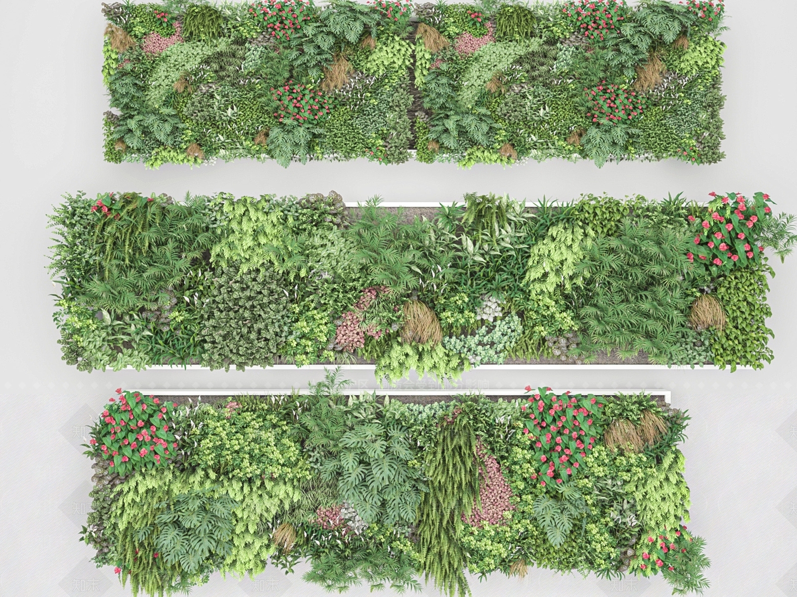 现代绿植墙3D模型下载【ID:463401221】