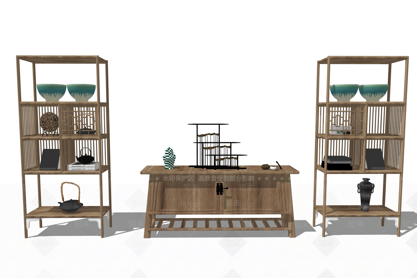 中式风格陈列柜SU模型下载【ID:363413313】