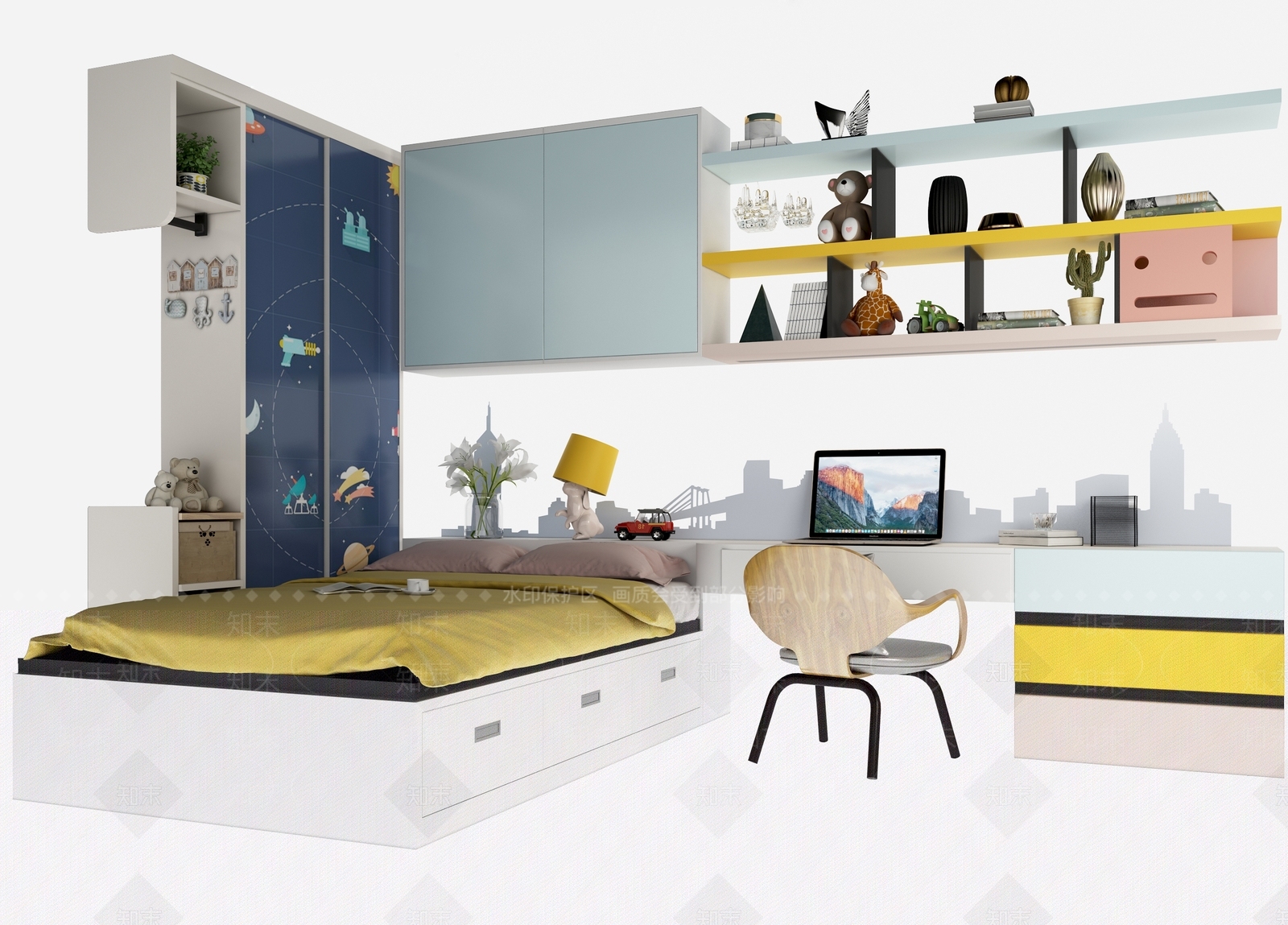 现代儿童榻榻米3D模型下载【ID:763417760】