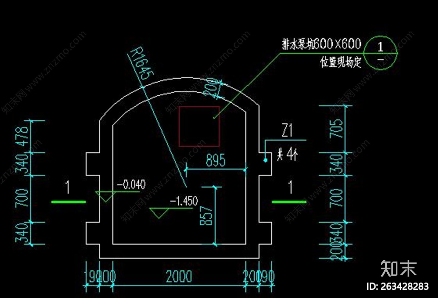 电梯井基坑建筑结构CAD施工图下载【ID:263428283】