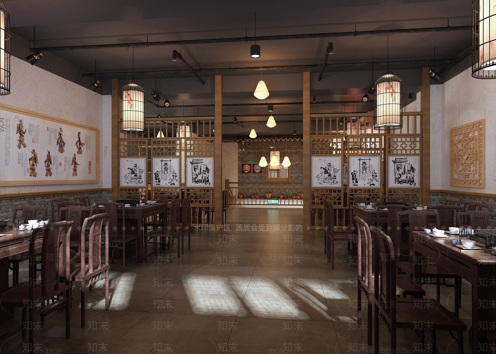 中式主题餐厅3D模型下载【ID:363432485】