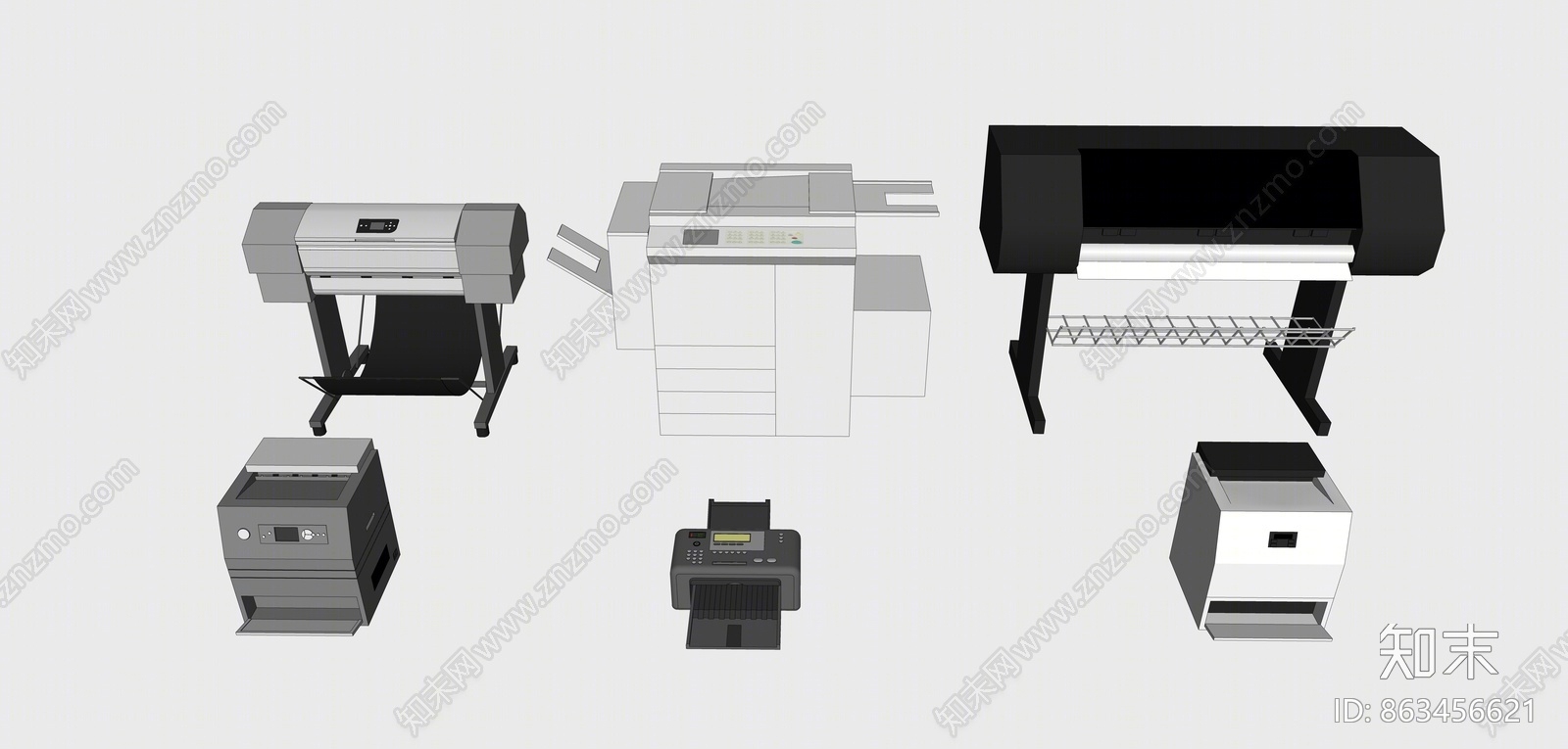 现代风格打印机SU模型下载【ID:863456621】