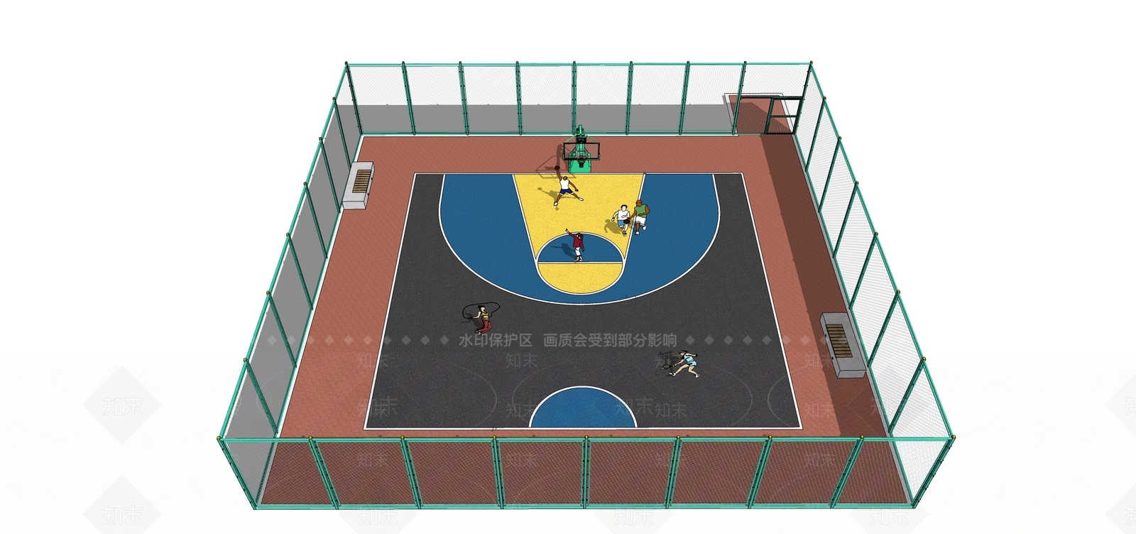 现代风格篮球场SU模型下载【ID:563460283】
