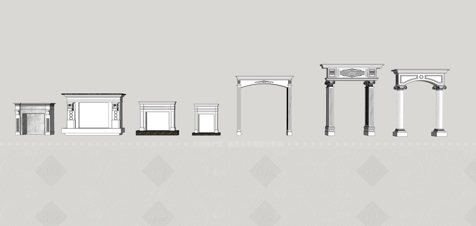欧式风格罗马柱子SU模型下载【ID:463490824】