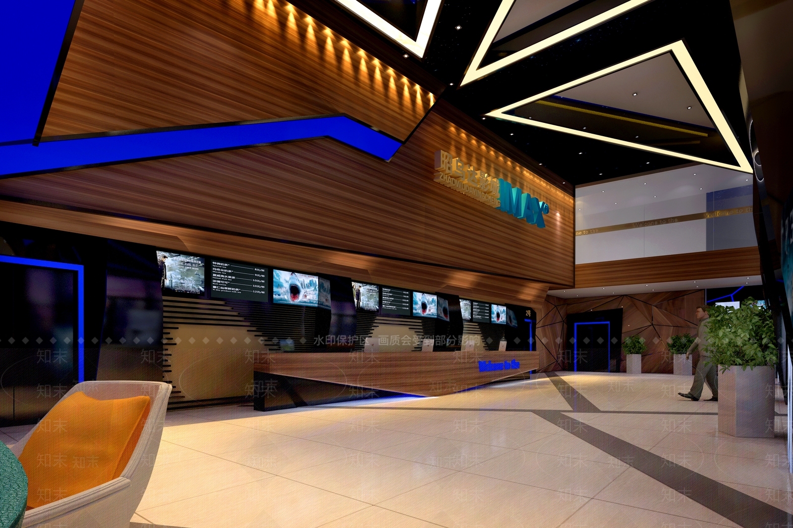 现代风格电影院大厅3D模型下载【ID:563527195】