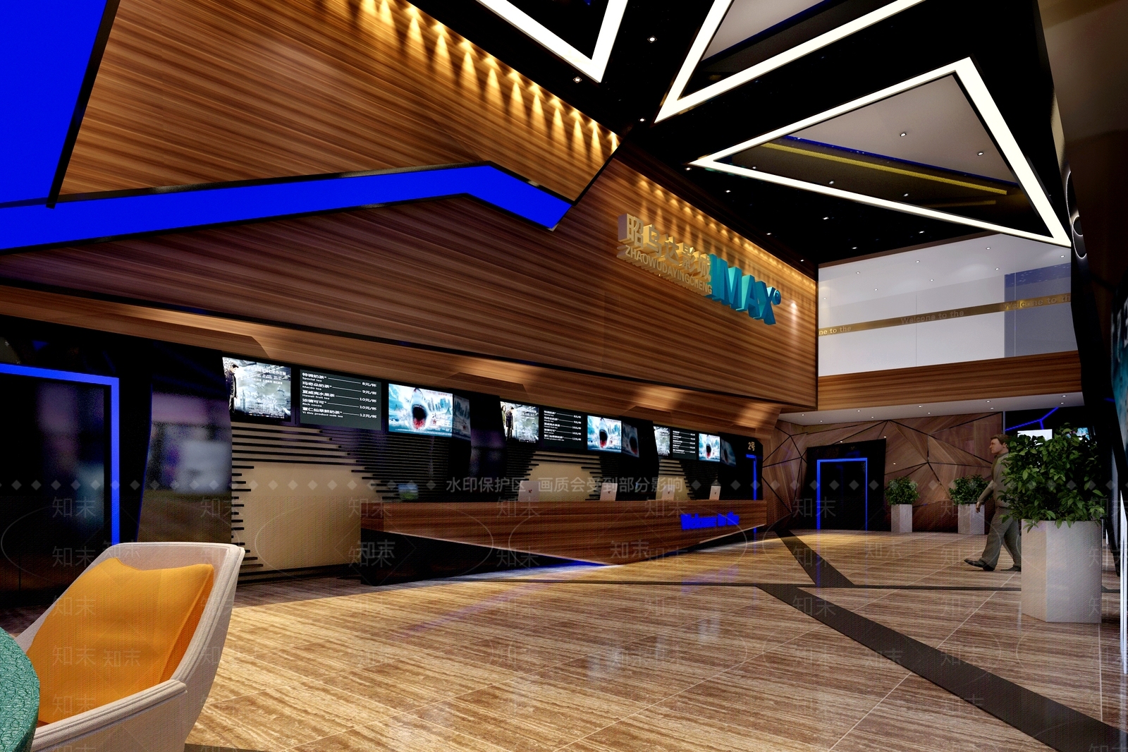 现代风格电影院大厅3D模型下载【ID:563527195】