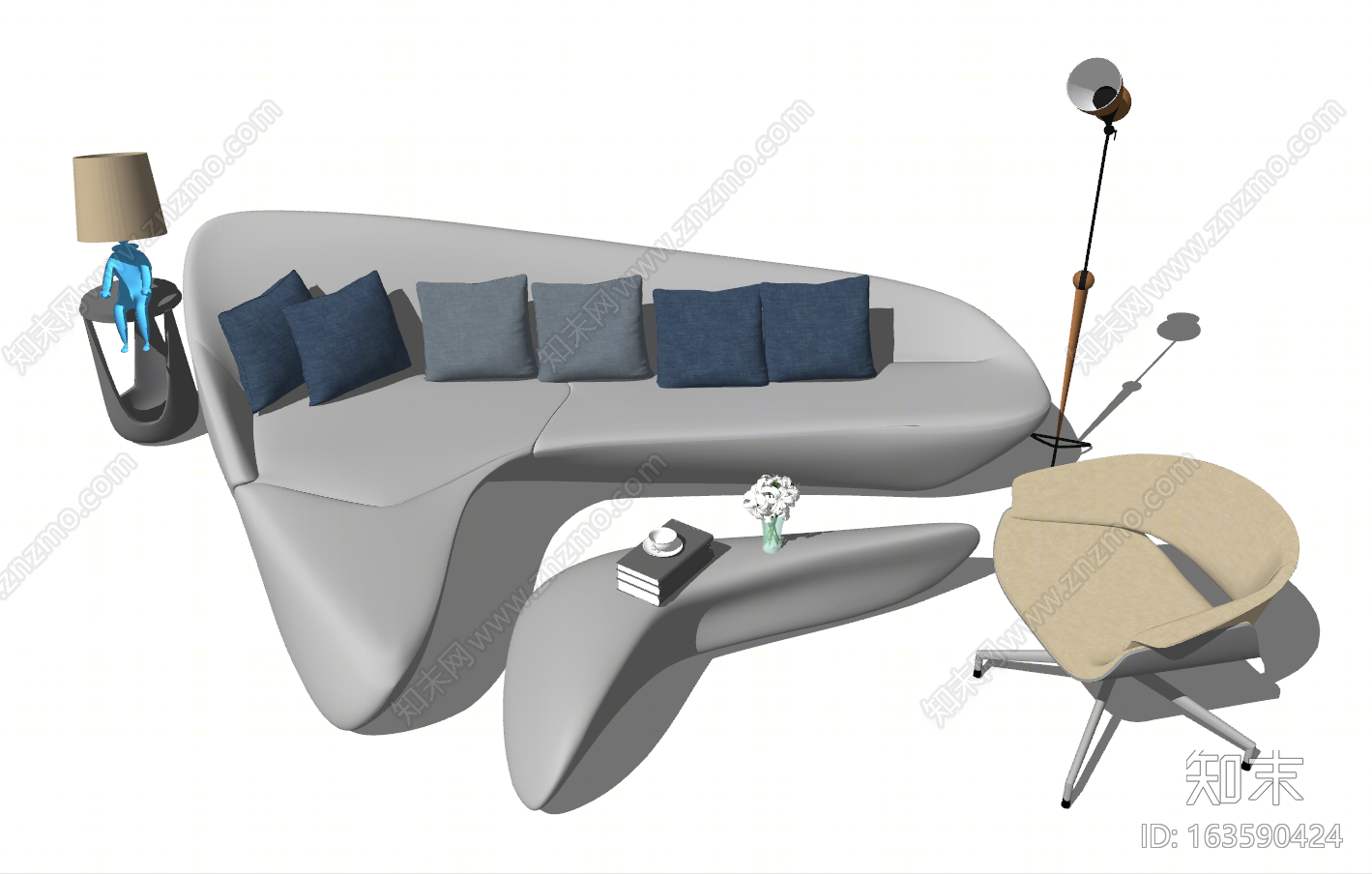 现代异形沙发SU模型下载【ID:163590424】