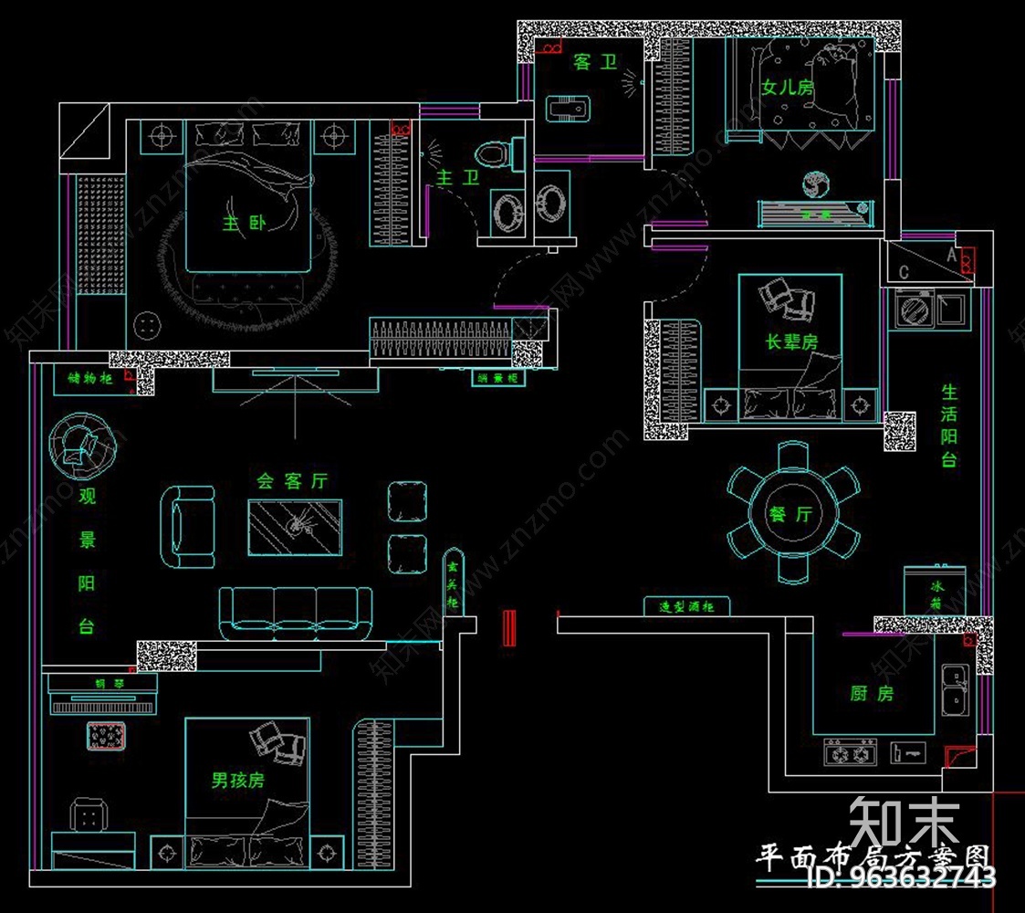 现代风格家装施工图施工图下载【ID:963632743】