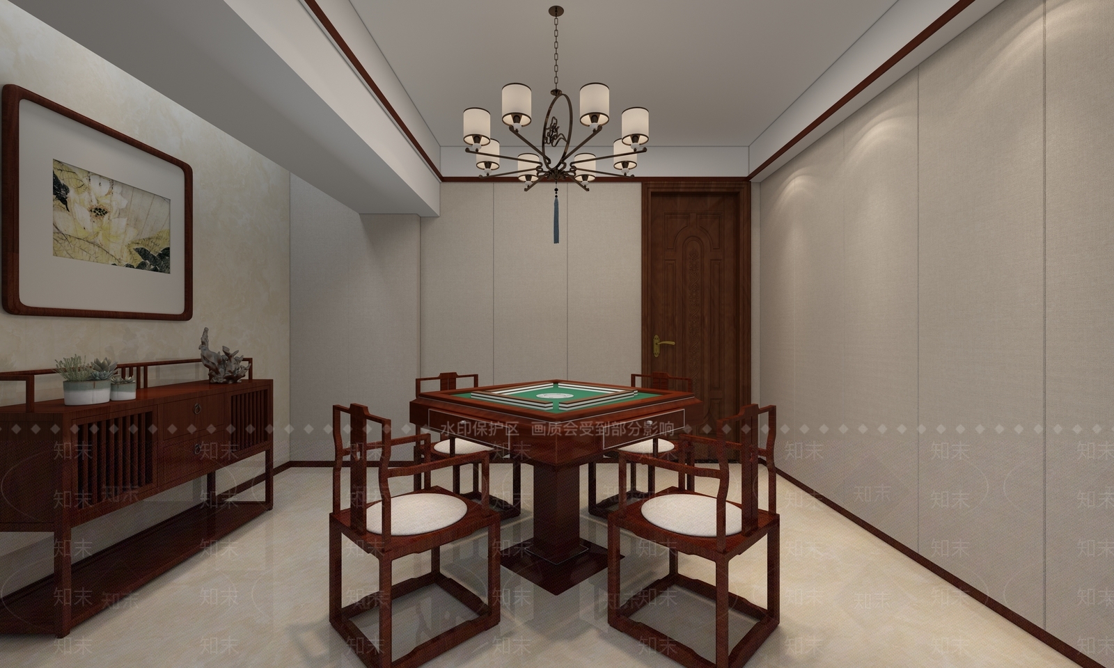 中式麻将室3D模型下载【ID:963640036】