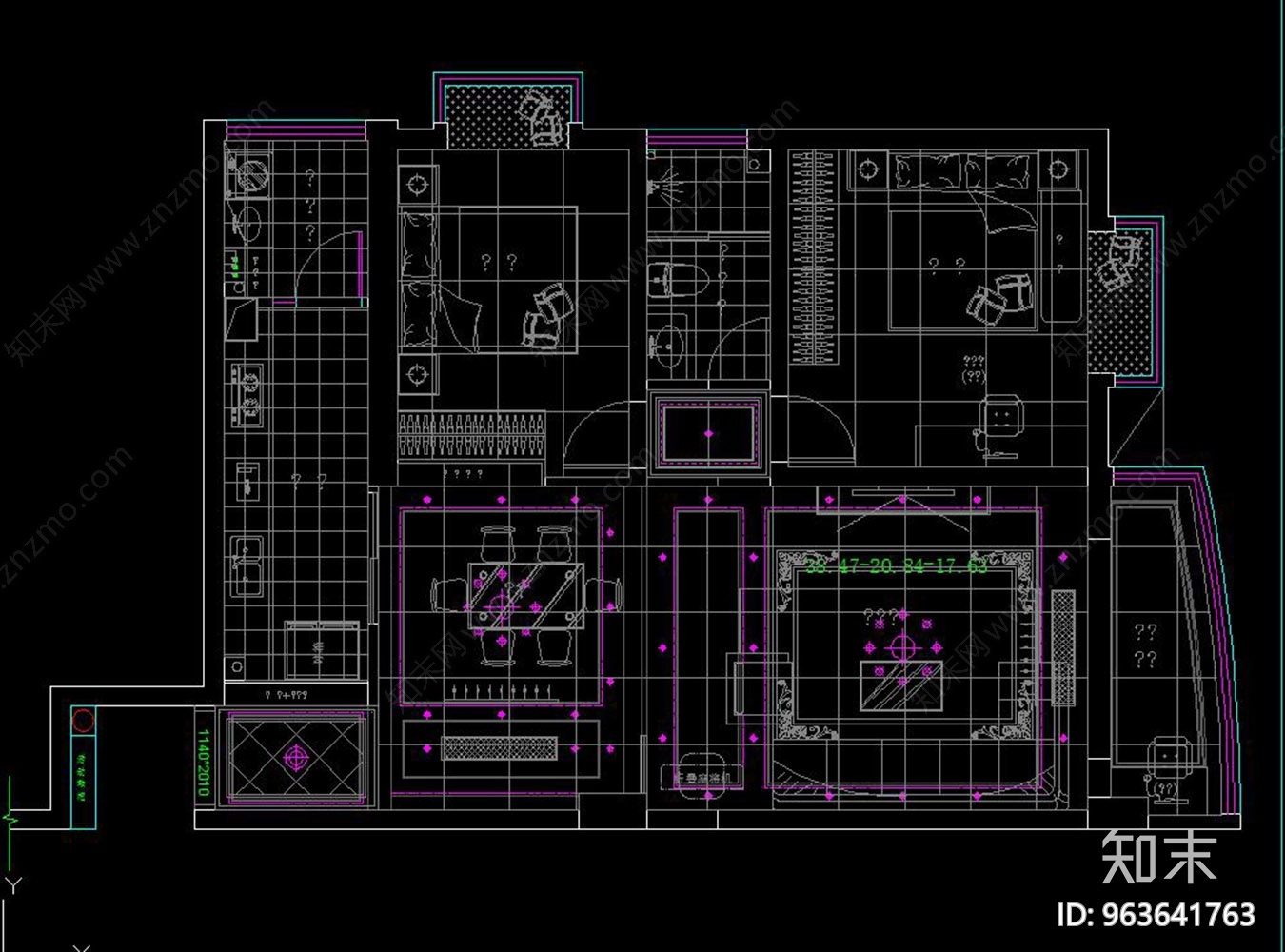 现代家装施工图cad施工图下载【ID:963641763】