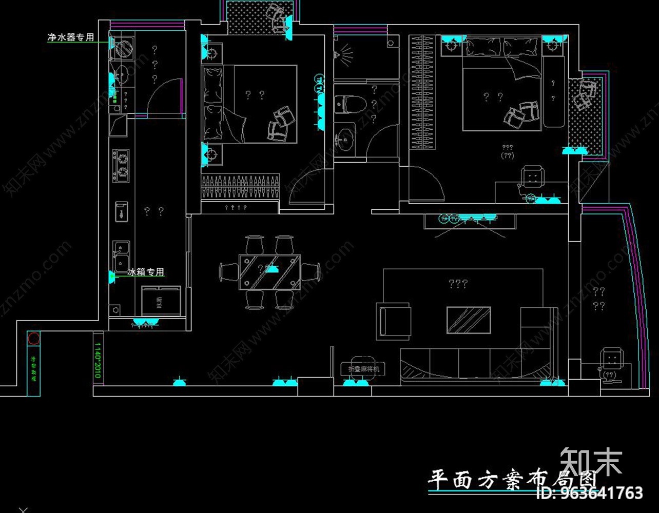 现代家装施工图cad施工图下载【ID:963641763】