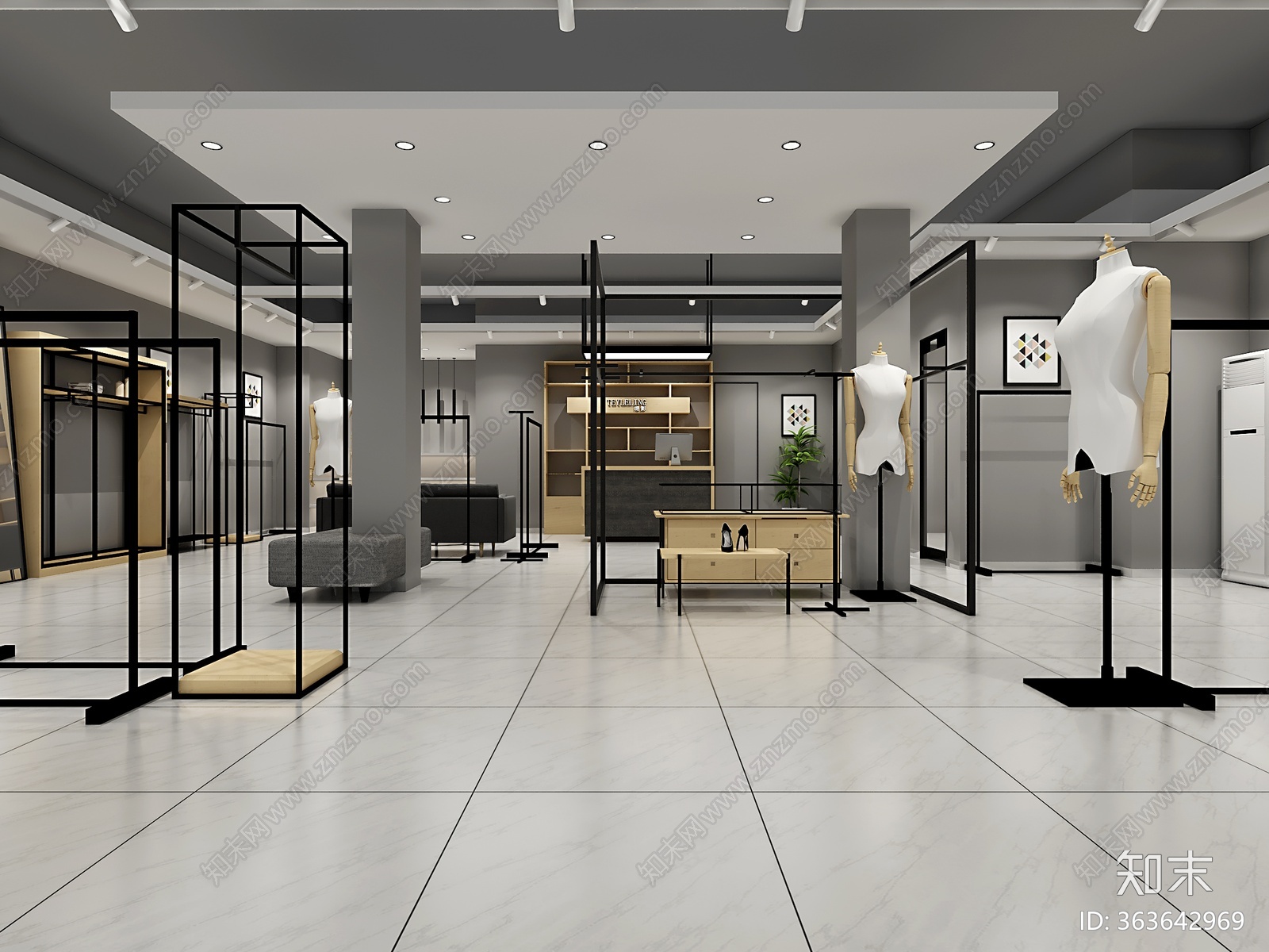 步行街服装店施工图cad施工图下载【ID:363642969】