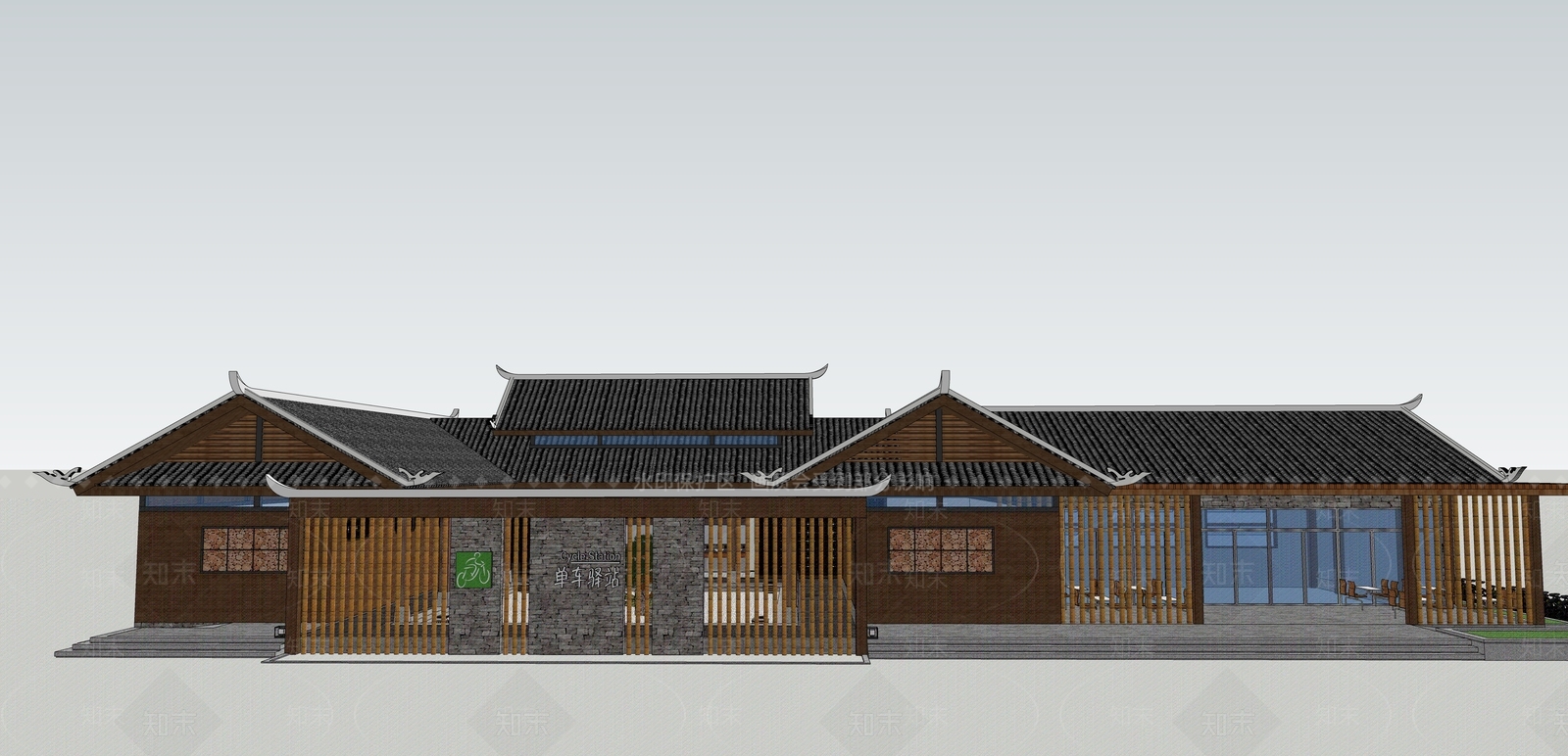 中式风格公共卫生间SU模型下载【ID:663643793】