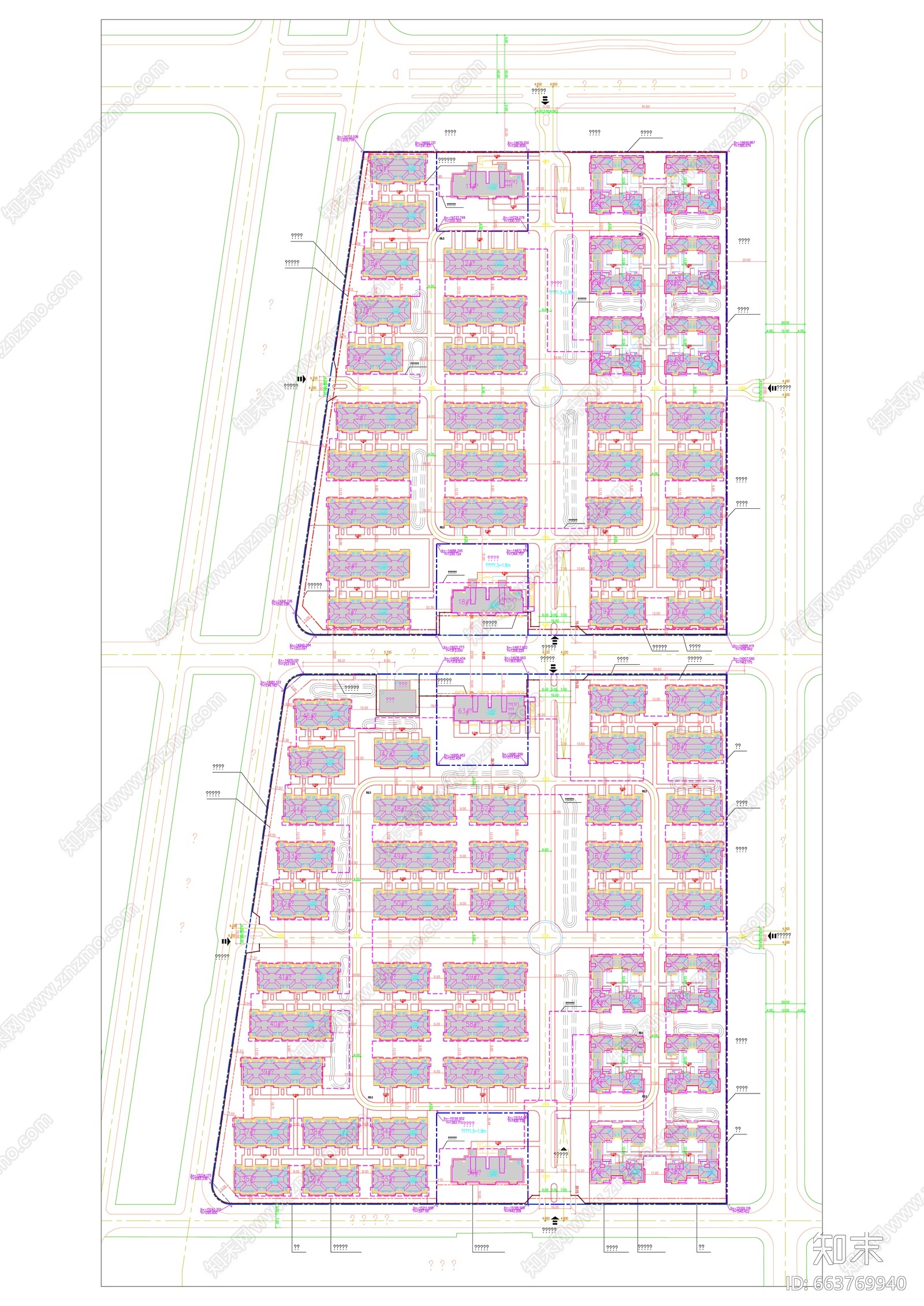 浦江镇中心河以南地块商品住宅含CAD平面施工图下载【ID:663769940】