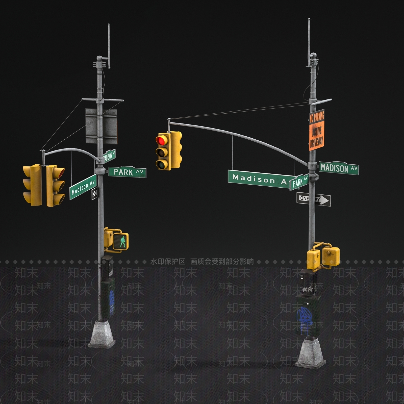 现代交通信号灯3D模型下载【ID:963797232】