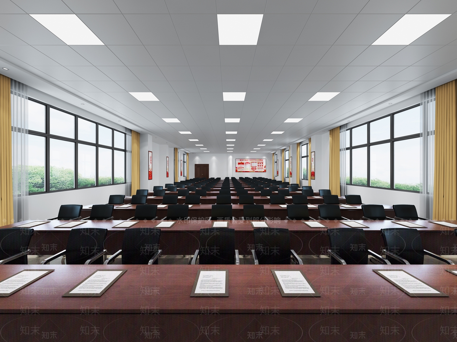现代党建会议室3D模型下载【ID:563798285】