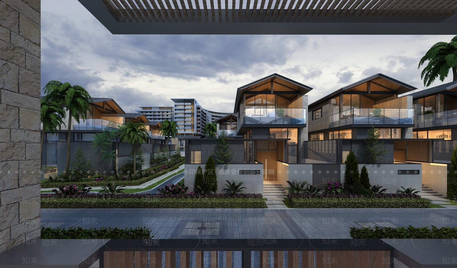 现代风格独栋别墅3D模型下载【ID:363802543】