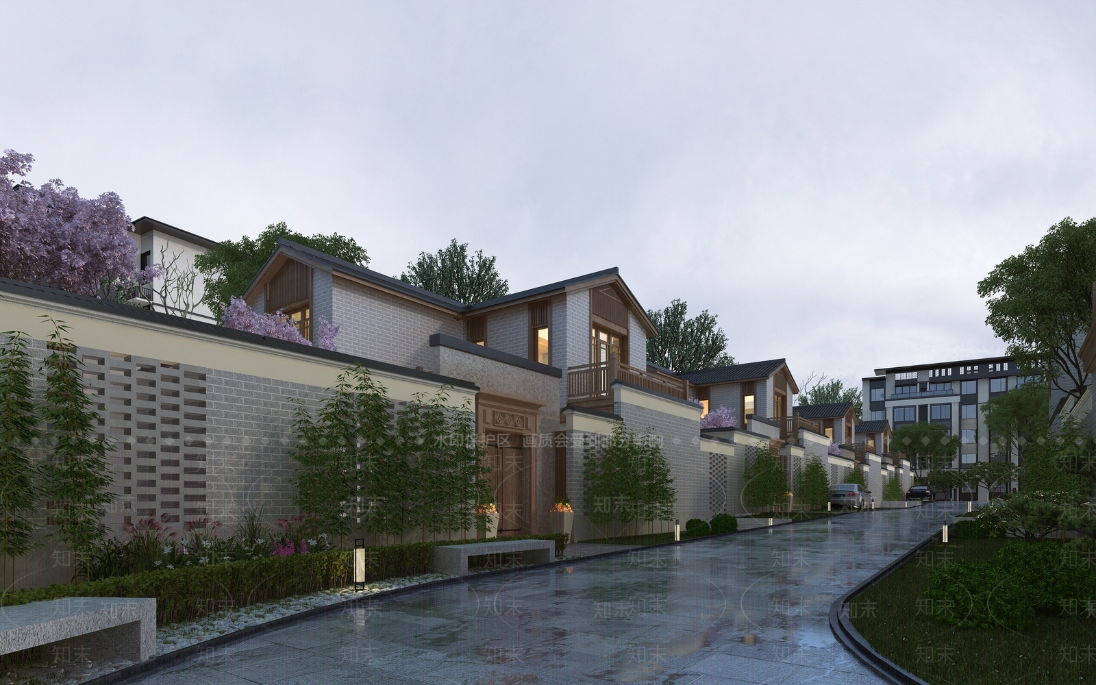 新中式风格独栋别墅3D模型下载【ID:363802587】