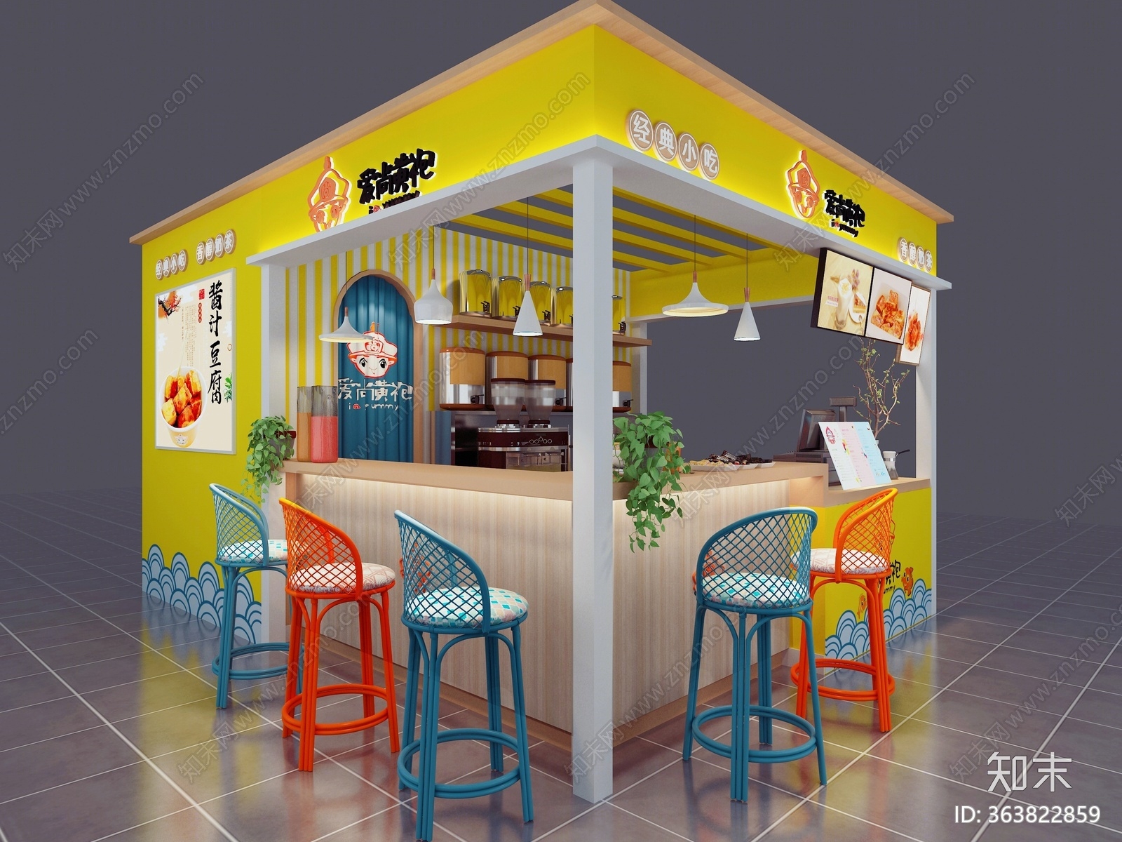 现代奶茶店3D模型下载【ID:363822859】