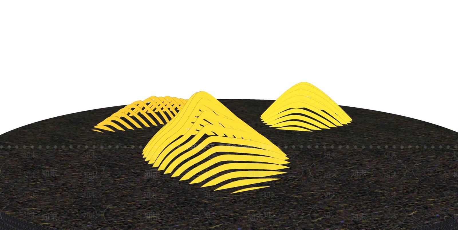 现代抽象山水雕塑SU模型下载【ID:663822867】