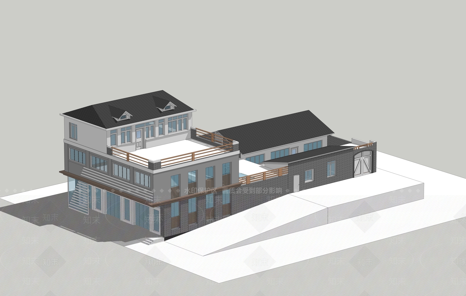 新中式风格四合院SU模型下载【ID:363837209】