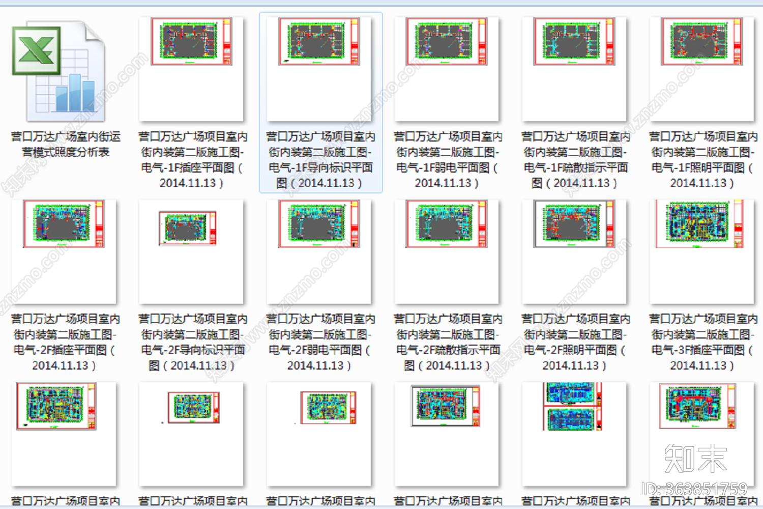 营口万达步行街内装施工蓝图CAD施工图下载【ID:363851759】