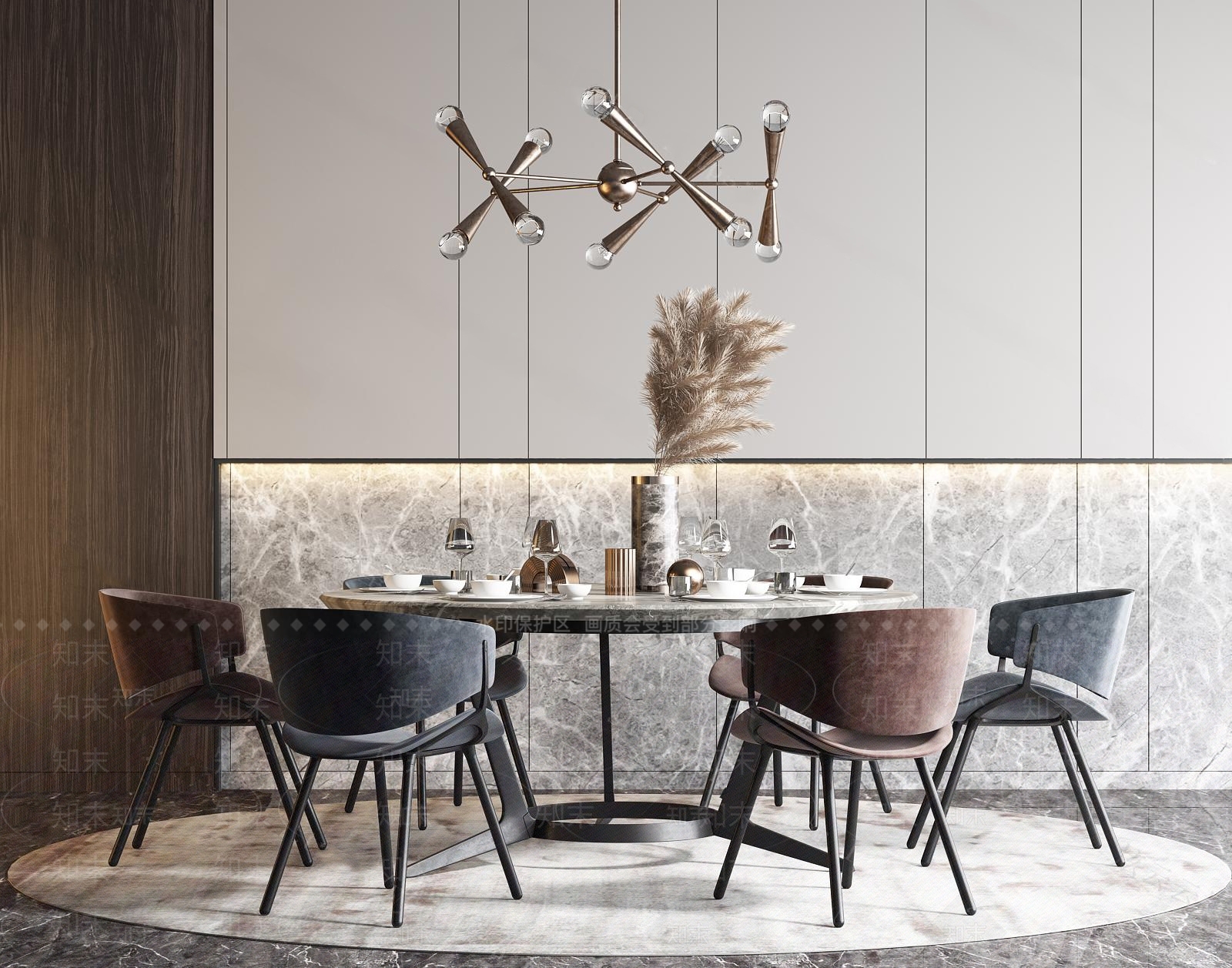 现代餐桌椅模型3D模型下载【ID:363851487】
