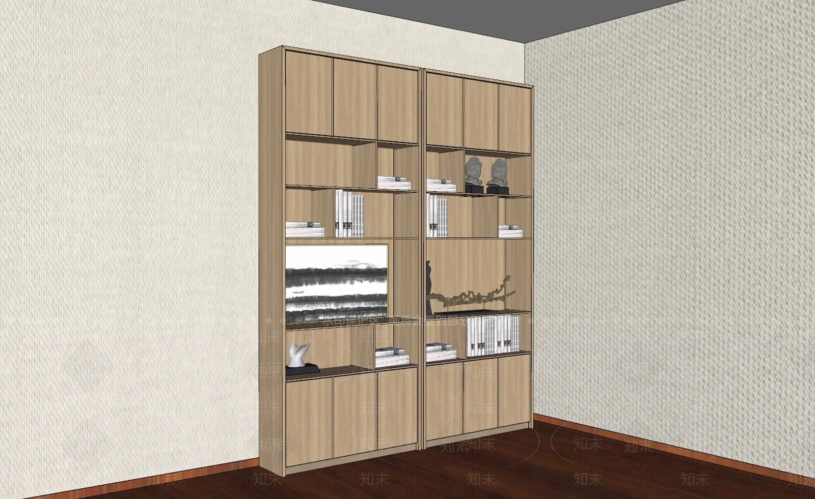 新中式风格展示架SU模型下载【ID:263923551】