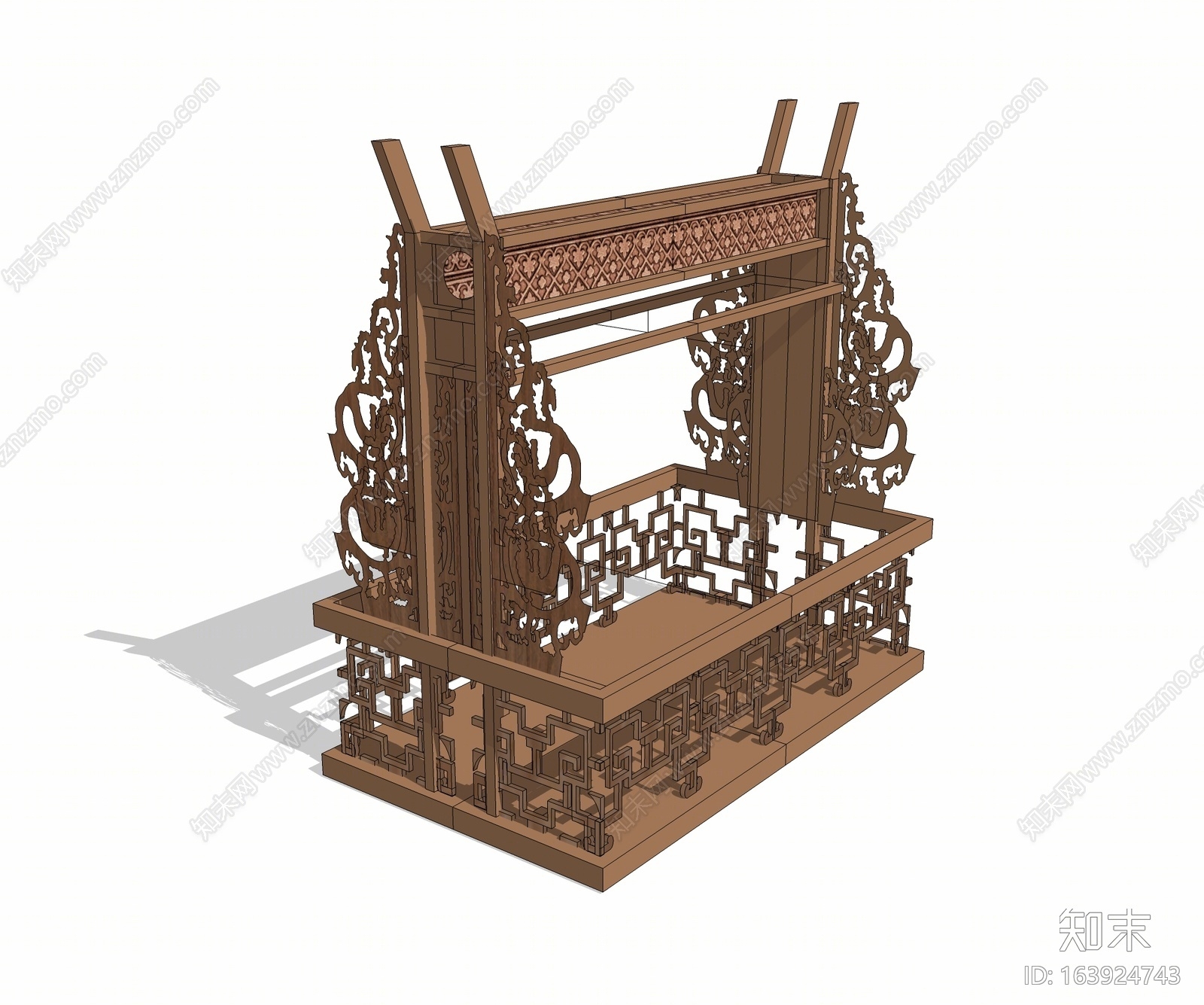 中式风格花架SU模型下载【ID:163924743】