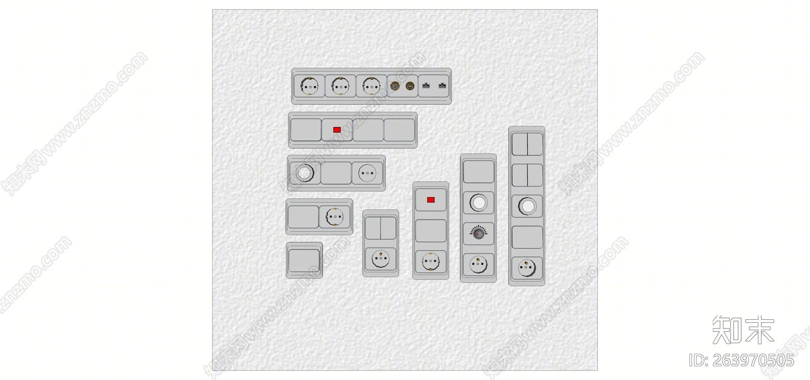 现代风格面板插座开关SU模型下载【ID:263970505】