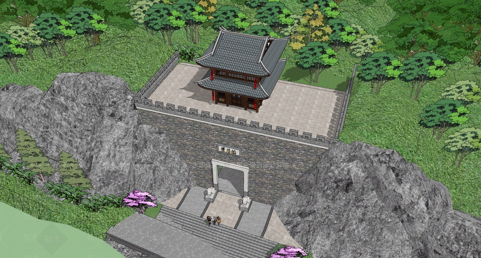 中式城门楼SU模型下载【ID:363972678】