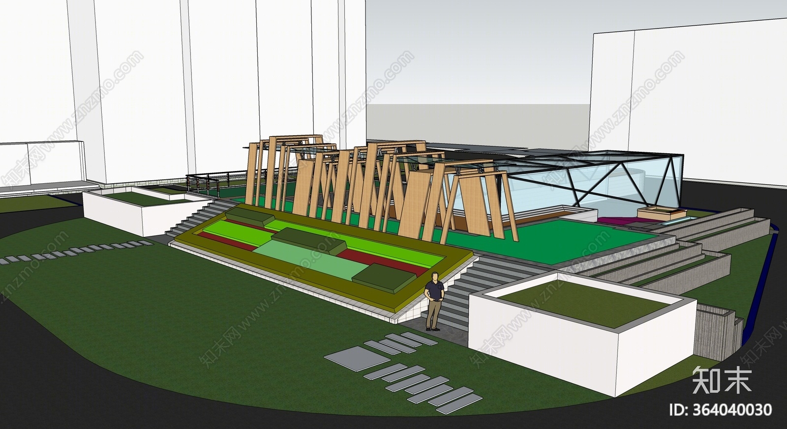 现代风格小区景观成图规划SU模型下载【ID:364040030】