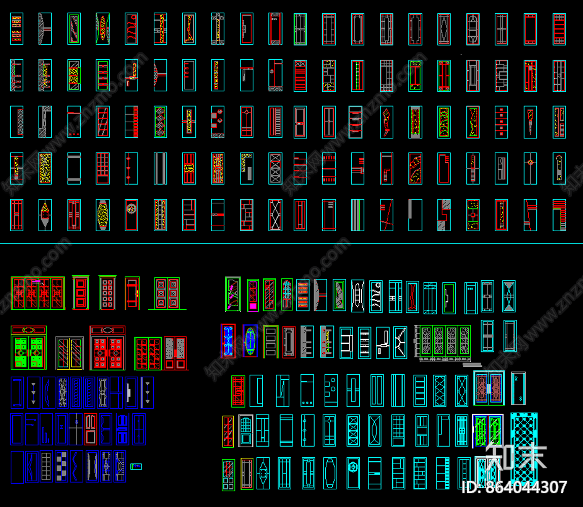 门立面图库施工图下载【ID:864044307】