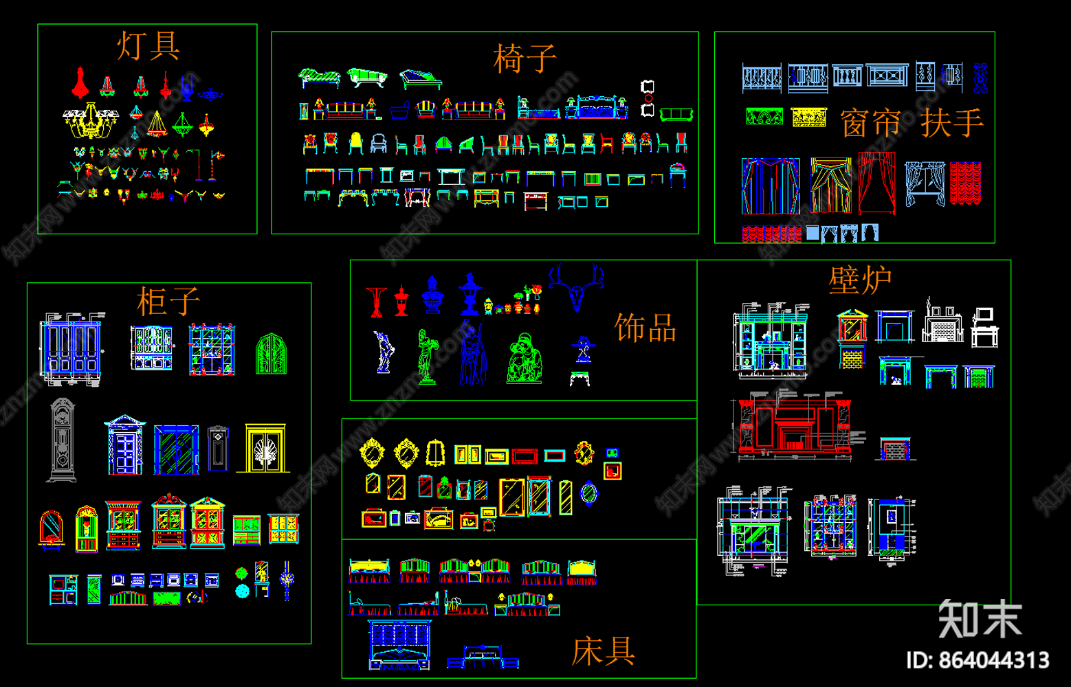 欧式别墅元素图块施工图下载【ID:864044313】