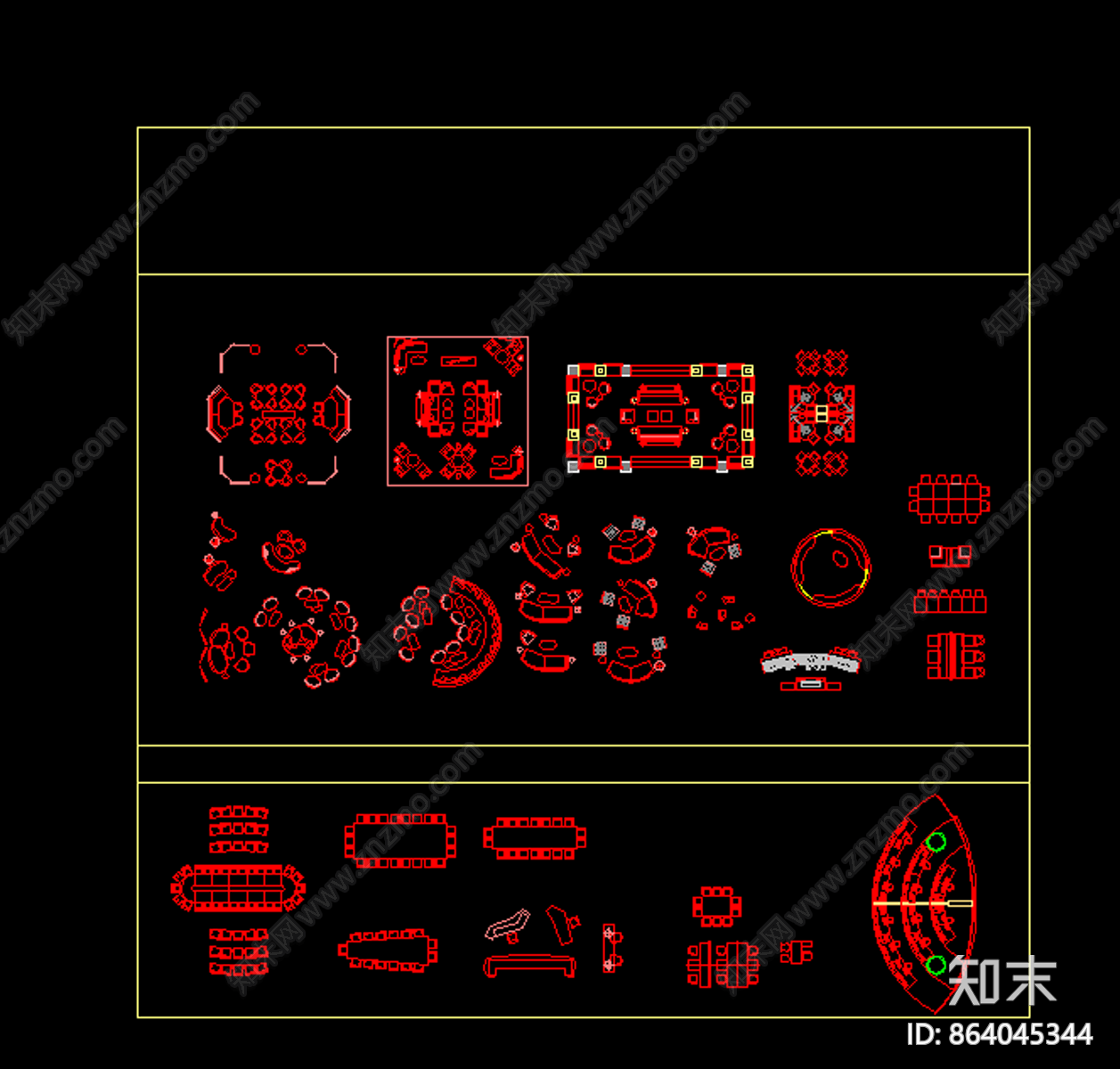 雅布CAD平面家具图库cad施工图下载【ID:864045344】