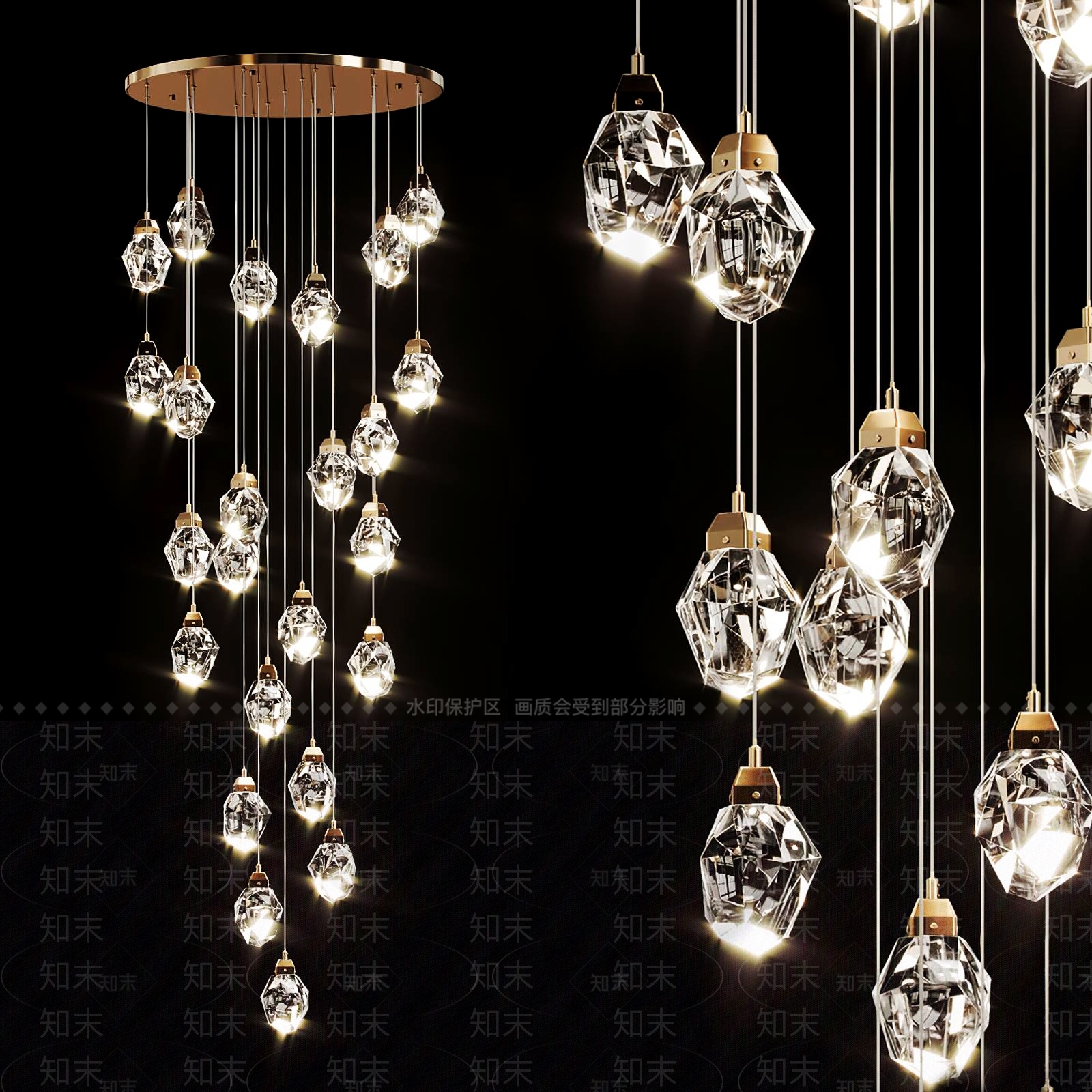 现代吊灯3D模型下载【ID:564045825】