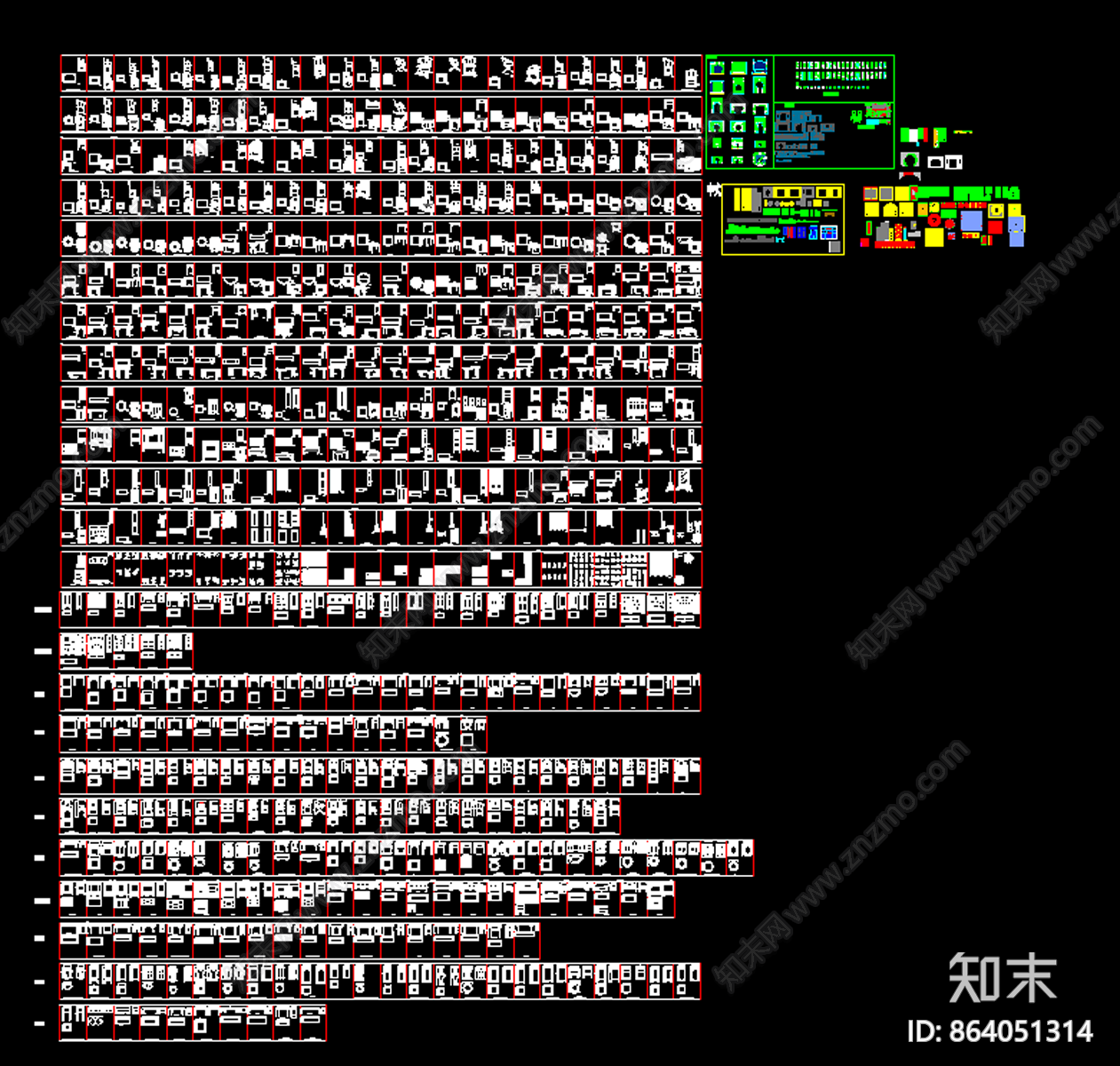 中式家具三视图cad施工图下载【ID:864051314】