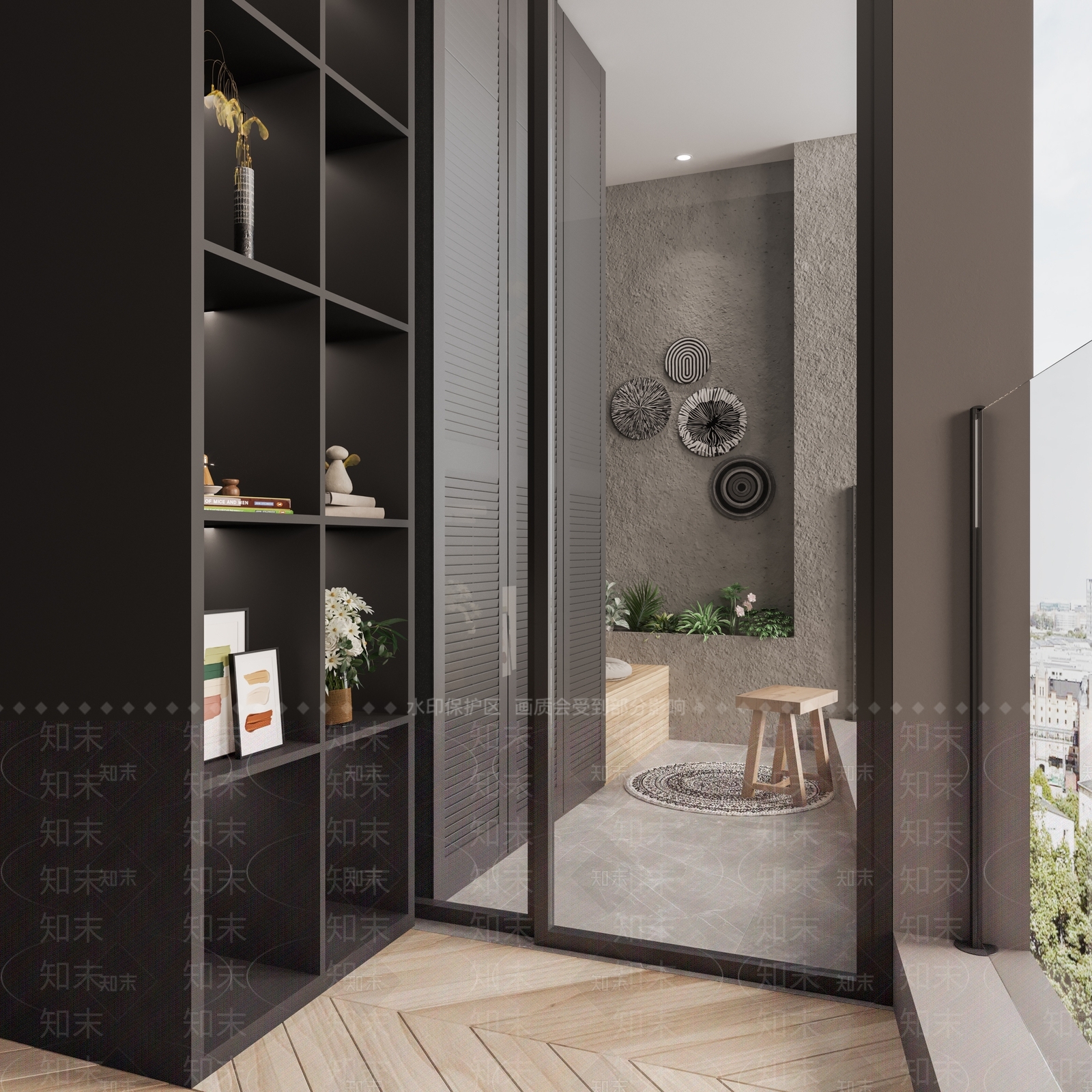 北欧简约小阳台3D模型下载【ID:964089735】
