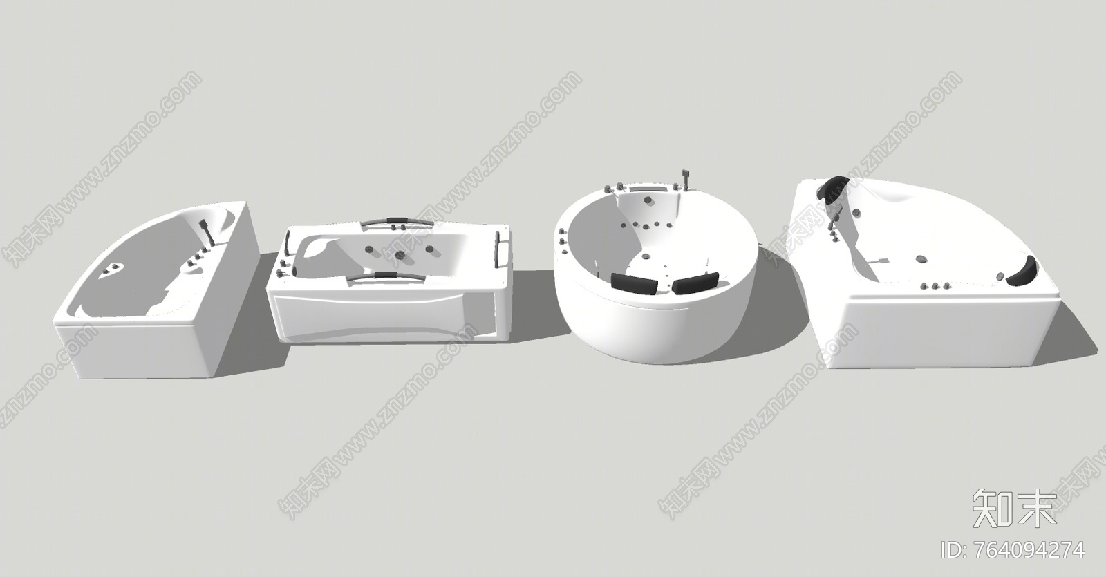 现代式按摩浴缸SU模型下载【ID:764094274】
