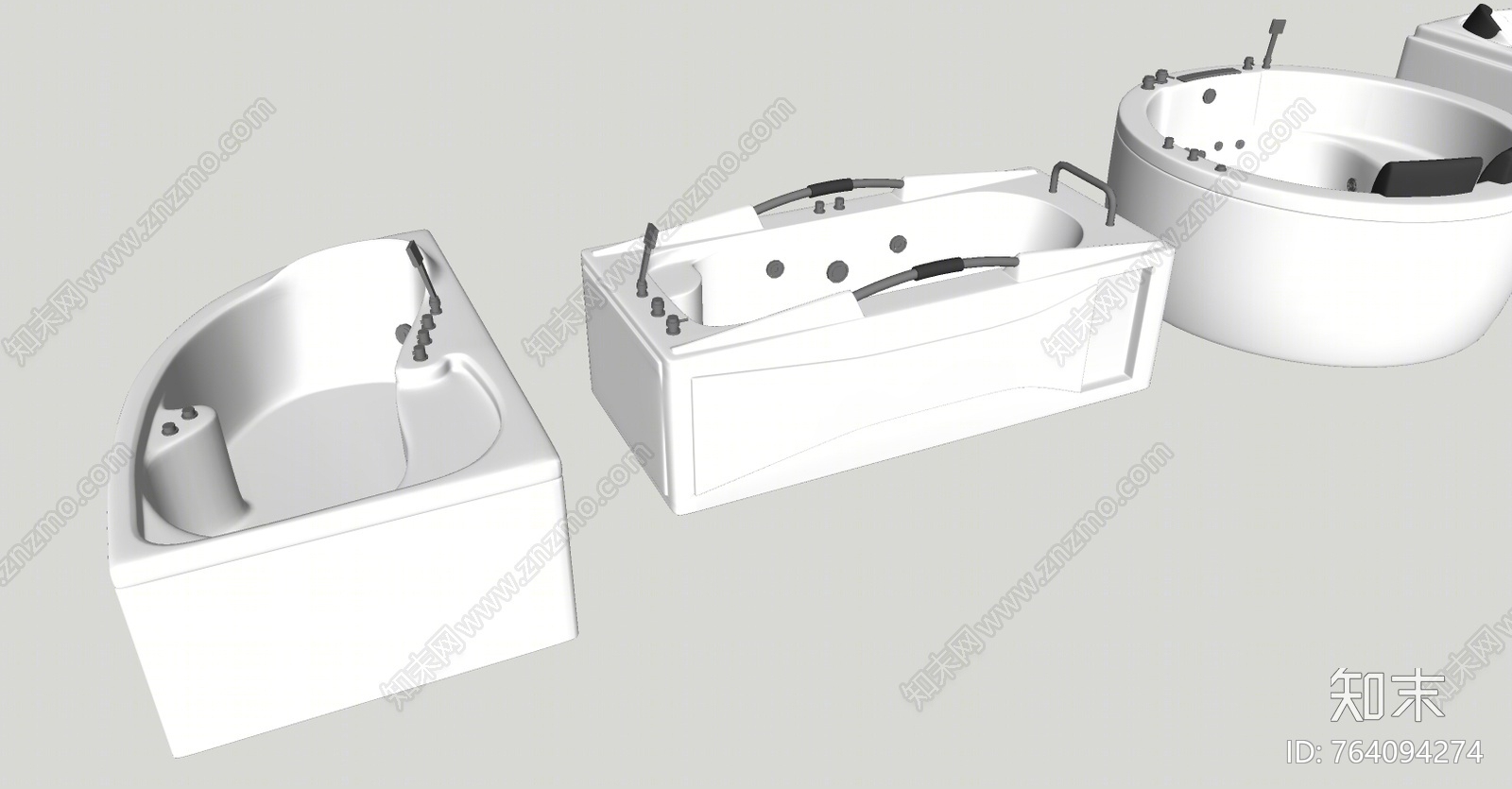 现代式按摩浴缸SU模型下载【ID:764094274】