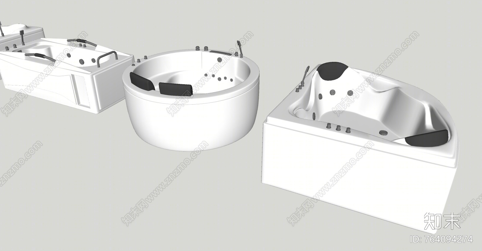 现代式按摩浴缸SU模型下载【ID:764094274】