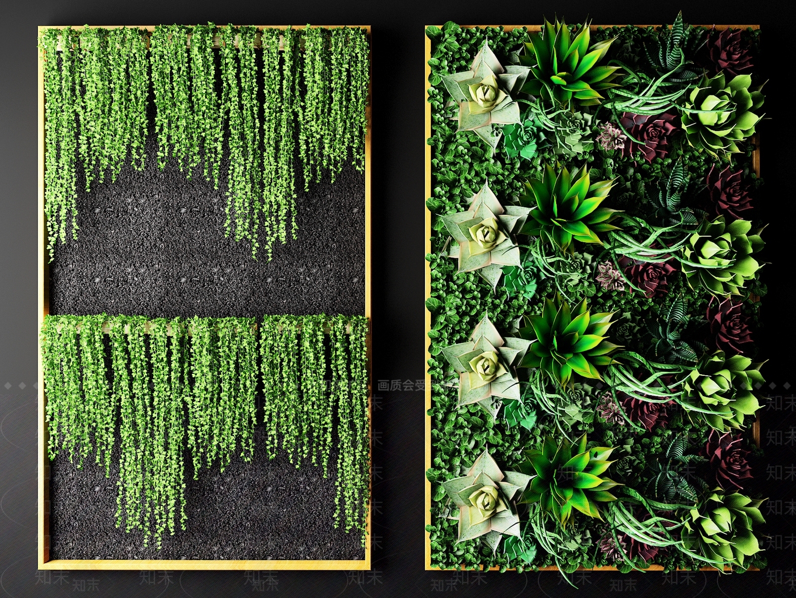 现代绿植墙3D模型下载【ID:464095272】
