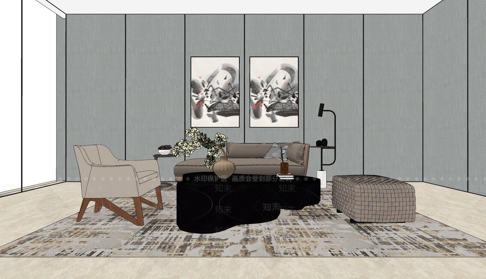 现代贵妃椅SU模型下载【ID:464096492】
