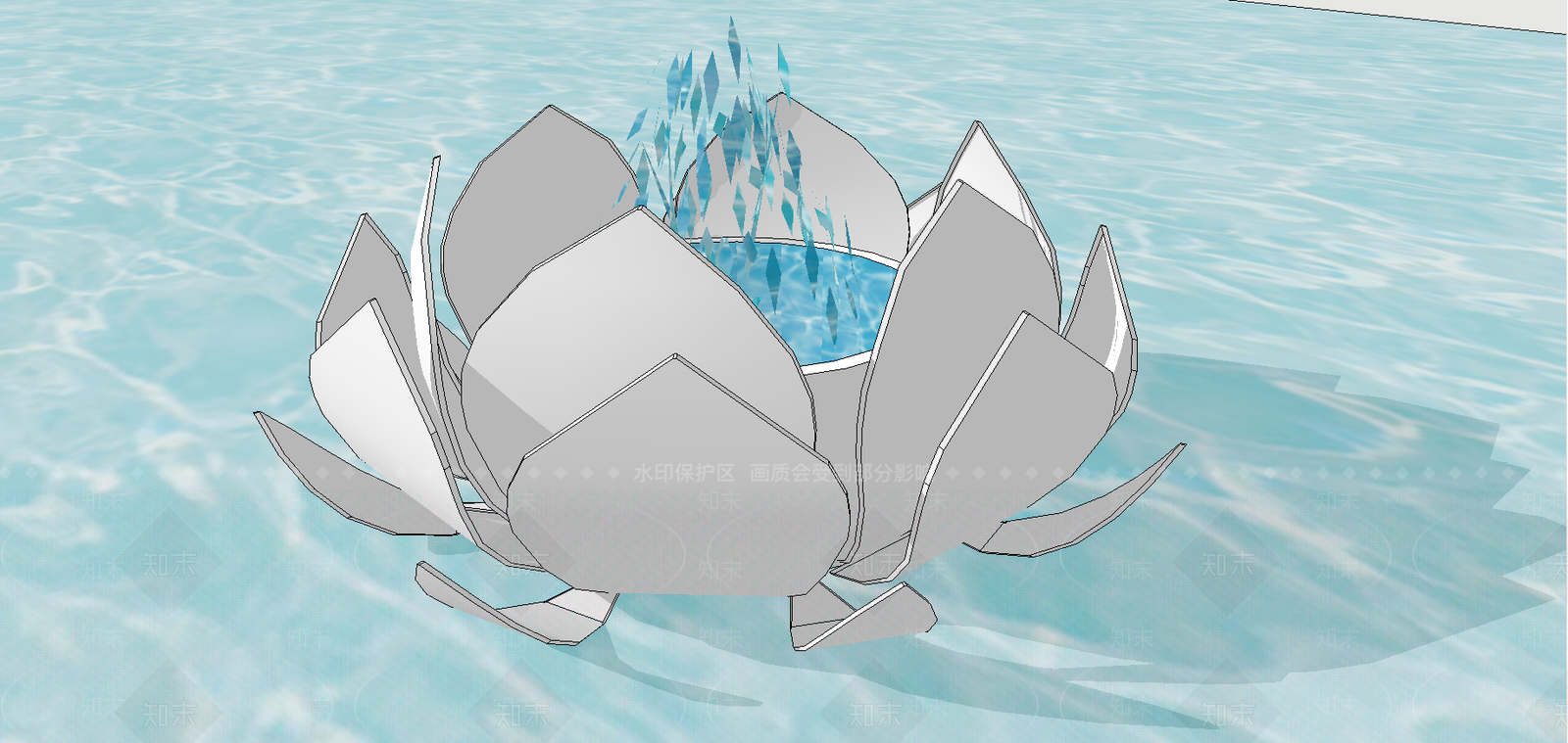 现代风格莲花主题雕塑SU模型下载【ID:664103889】