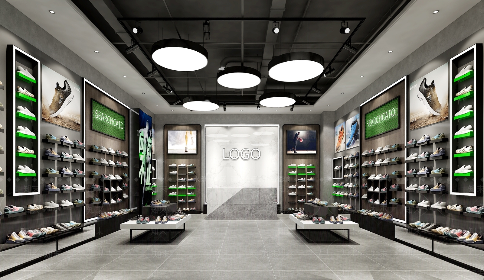 现代鞋展厅3D模型下载【ID:564109465】