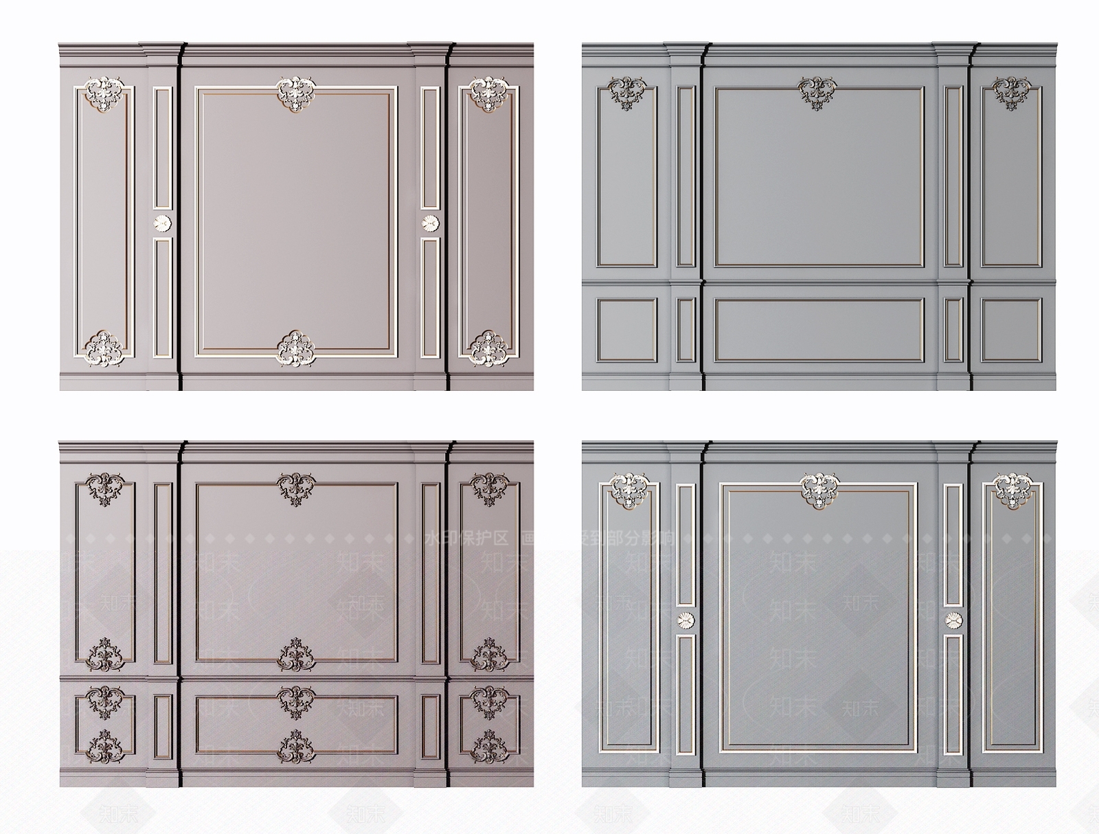 简欧描金雕花3D模型下载【ID:964110412】